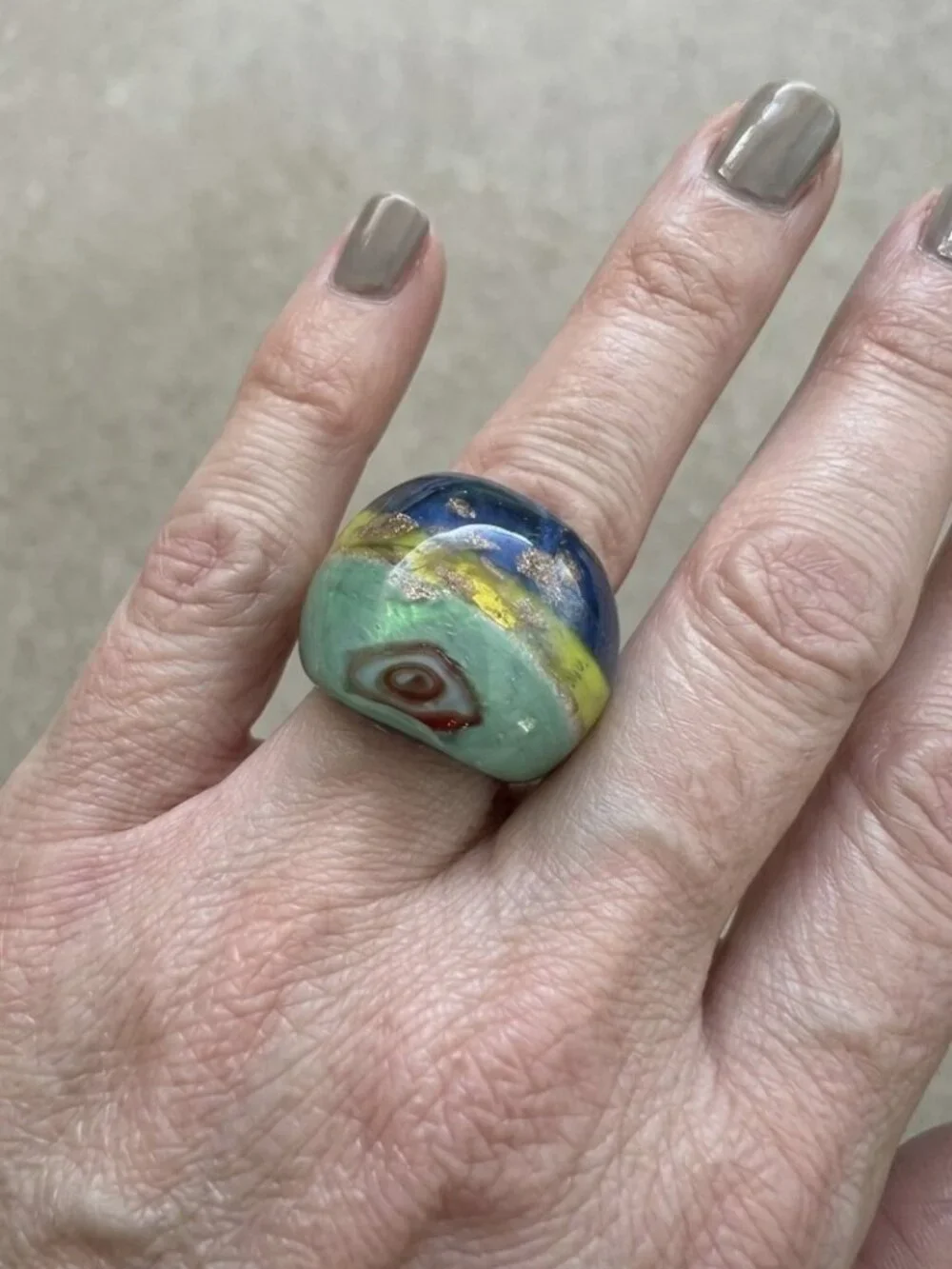 Multicolor Handcrafted Glass Art Ring